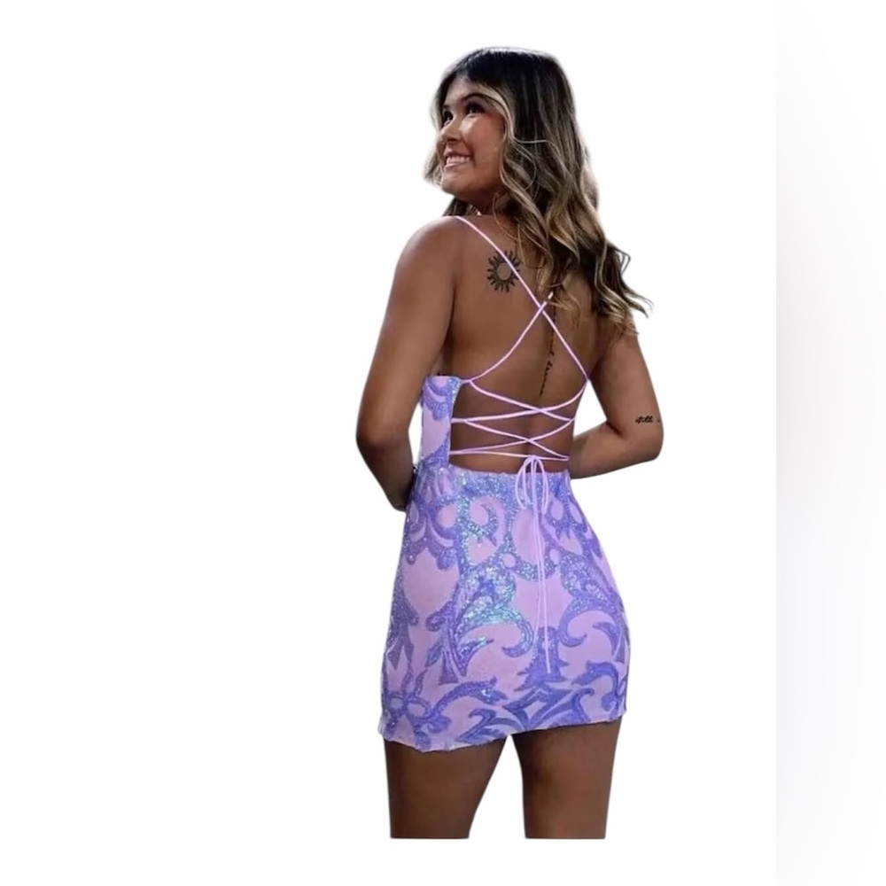 Purple Sequin Semi Formal
Dress - Picture 2 of 4